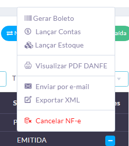 NF-e Menu