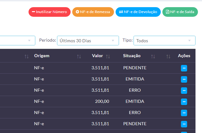 Controle de NF-e